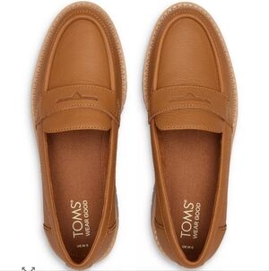 Toms Tan Leather Penny Loafers